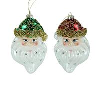 Sharplace 2 Pcs Verre Père Noël Suspendu Ornement Décors Cadeau avec Corde Arbre Maison de Vacances Pendentif pour Fenêtre Porche