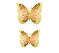 Sharplace 2 Pièces 3D Papillon Autocollant Stickers Quatre Couches Évider Papier Peint Papillon Décoration Murale pour Mariage En Plein Air DIY Cadeau, Or