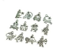 Sharplace 24 Pièces/Lot Pendentif Constellation du Zodiaque Résultats Breloque pour Collier Porte-clés Pendentif Résultats