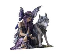 Sharplace 2D Fairy avec Wolf Acrylique Plaque Houseswarming Gift Novelty Desktop Ornement Collectible pour Home Desk Study Room
