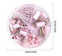 Sharplace 2x 72x Kits de Pinces à Reliure Multifonctionnelles Kit de Combinaison de Trombones et Punaises - Rose