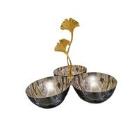 Sharplace 3 bols à apéritif en acier inoxydable, comprenant un plateau à fruits et des assiettes à dessert pour anniversaire, Poignée En Ginkgo Doré