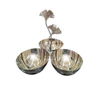 Sharplace 3 bols à apéritif en acier inoxydable, comprenant un plateau à fruits et des assiettes à dessert pour anniversaire, Poignée de Ginkgo