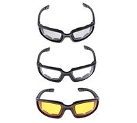 Sharplace 3Pcs Lunettes de Moto Anti-poussière Coupe-Vent, Lunettes pour Activités Extérieurs Vélo Moto, Transparent, Noir, Jaune