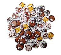 Sharplace 50pcs Biutons en Bois Peint des Animaux Bande Dessinée Couture Artisanat pour Enfants 20mm