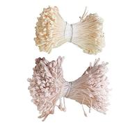 Sharplace 720 Pcs 6cm Perle Artificiel Double Bourgeons Fleur Stamen Pistil Beige Et Rose