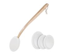 Sharplace Applicateur de lotion pour le dos, 1 manche, 4 tampons, brosse pour le corps, outil de soin de la peau lavable, design incurvé antidérapant, Blanc Deux Tailles