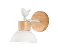 Sharplace Applique Murale de Chevet en métal et Bois, Ampoules d'éclairage murales Modernes Non incluses pour la Maison, Le Couloir intérieur, la Chambre à, Blanc avec Oiseau
