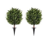 Sharplace Arbres artificiels en boule topiaire, plantes artificielles avec piquets de terre, buissons de 60 cm pour balcon, clôture, porche extérieur, cour, 2 Pièces