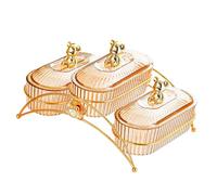 Sharplace Assiette de Service pour collations aux Fruits secs, Assiette à Salade, Plat de Fruits secs Polyvalent, Plats de Service divisés pour la Cuisine de, 3 Grilles Ambre