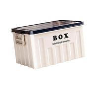 Sharplace Bac de rangement à couvercle, caisse utilitaire avec poignées, conteneur robuste, organisateur de coffre de voiture pour vêtements, livres, Blanc Bleu