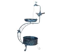 Sharplace Bain d'oiseaux avec Lampe d'éclairage Solaire et jardinière sur Pied en métal de Vintage pour l'extérieur et la pelouse