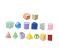 Sharplace Blocs de Formes géométriques, Blocs à Motifs, démonstration de géométrie, Solides géométriques 3D, Jouets éducatifs, Fournitures Scolaires, Maison, 12 Pièces