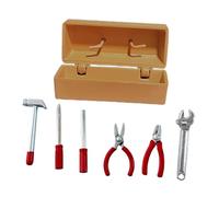 Sharplace Boîte à outils de réparation pour maison de poupée, mini-boîte à outils de bricolage, collections d'artisanat simulées, Étui Jaune