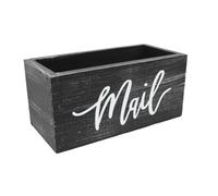 Sharplace Boîte aux lettres en bois, support de rangement, plateau à courrier, gain de place, polyvalent, plateau de rangement, panier en bois pour chambre à, Noir