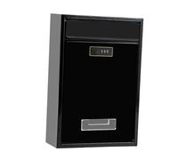 Sharplace Boîte aux lettres murale sans clé en fer, grande capacité, accessoires pour maison et villa, multifonctionnelle, 21,8 x 8,4 x 32 cm, Noir