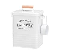 Sharplace Boîte de rangement pour lessive en poudre, grande boîte de rangement rectangulaire multifonctionnelle en métal avec cuillère, esthétique, 6 L, Blanc