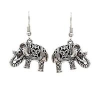 Sharplace Boucles d'oreilles éléphant en Argent Tibétain Boucles d'oreilles Crochet à Sculpture