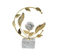 Sharplace Boule de Noël en verre avec support, ornée de feuilles de métal. Pièce de collection élégante pour décorer une table, un buffet ou un salon de, Style A