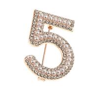 Sharplace Broche Cristal Nombre 5 Strass Rétro Bijoux, Or