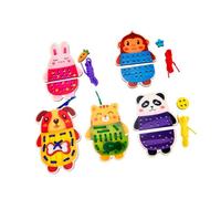 Sharplace Cartes à, cartes à coudre, jouets de motricité, cadeau pour garçons et filles, développement précoce, jouets à enfiler en bois, jeux de laçage, Animal