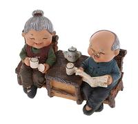 Sharplace Céramique Couple Vieux Statue Moine Figurine Thé Décoratifs Ornements, 05 Lire les journaux