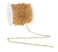 Sharplace Chaîne de Câble en Acier Inoxydable Doré pour Chaîne de Bijouterie de Femmes Hommes DIY Faisant 2mm, Chaîne de Perles Boule d'or