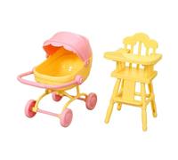 Sharplace Chaise Haute et Poussette Miniatures pour Maison de poupée (échelle 1/12), Accessoires de Jeu d'imitation, mobilier Miniature pour Maison de, Jaune