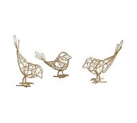 Sharplace Collection de 3 statues d'oiseaux décoratives pour la maison, sculptures animales en fer, figurines pour salon, bureau, cheminée, or