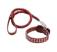 Sharplace Corde de pour Tampon à Tricoter Main Printemps Fournitures pour Animaux de Compagnie Crochet en métal Collier de, Col Marron