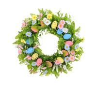 Sharplace Couronne de Pâques artificielle en forme de marguerite, avec feuillage et eucalyptus, idéale pour décorer un mur, une véranda ou un porche de ferme.