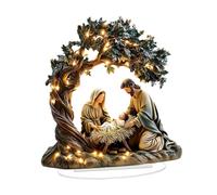 Sharplace Décoration de la Naissance de Jésus en 2D, panneau de crèche de Noël, œuvre d'art en acrylique, décoration de la crèche pour bibliothèque, bureau, 17.6 Cm X 20 Cm
