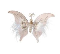 Sharplace Décoration de papillon artificiel pour sapin de Noël, œuvre d'art tendance, accessoire photo pour porte, intérieur, extérieur, vacances, L'or Champenois