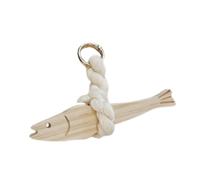 Sharplace Décoration de Porte en Bois à Suspendre en Forme de Poisson, Polyvalente et Unique, en Corde de Coton, pour Bord du lac, Salle de Bain, S Without Bell