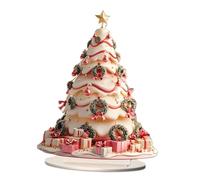 Sharplace Décoration de sapin de Noël 2D en acrylique, objet de collection, idéal pour une bibliothèque, un centre de table, un salon, un bureau ou une salle à, Blanc Rose