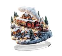 Sharplace Décorations de Noël, panneau de table, cadeaux, décoration de bureau à collectionner avec base, plaque de maison en acrylique, train ferroviaire pour