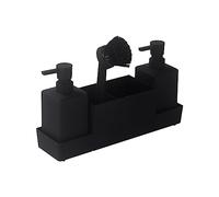 Sharplace Distributeur de Savon de Cuisine avec Porte-éponge Porte-Brosse avec Compartiment de Rangement Porte-Organisateur Caddy, Noir