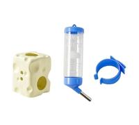 Sharplace Distributeur d'eau en Forme de Fromage pour Hamster avec Support, Tube Tunnel réglable et Poli à la Main, Jouet pour Rats des sables, Bouteille, Beige