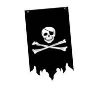 Sharplace Drapeau de Pirate d'halloween, tête de Mort, Installation Facile, décoration Murale Double Face pour Porte, Drapeau en os croisé pour fête, Type A