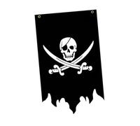 Sharplace Drapeau de Pirate d'halloween, tête de Mort, Installation Facile, décoration Murale Double Face pour Porte, Drapeau en os croisé pour fête, Type B