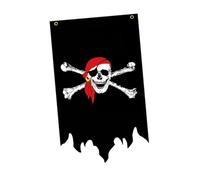 Sharplace Drapeau de Pirate d'halloween, tête de Mort, Installation Facile, décoration Murale Double Face pour Porte, Drapeau en os croisé pour fête, Type C