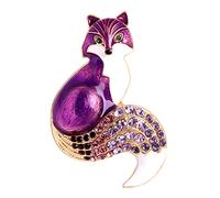Sharplace Drôle émail Renard Broche Strass Alliage Cadeau Bijoux pour Sac à Dos décoration Femmes - Violet
