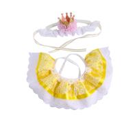 Sharplace Ensemble Chapeau et écharpe en Dentelle pour Chat, Tenue de Fête, Couvre-Chef Mignon pour Animaux de Compagnie, Costumes de Princesse pour Fête de Mar, Jaune