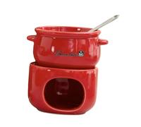 Sharplace Ensemble de fondue au chocolat en céramique avec pot à chocolat et chauffe-beurre pour caramel, idéal pour les mariages, Rouge