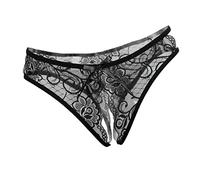 Sharplace Femme Lingerie, Sexy G-String en Dentelle Florale Strings Tangas Femme Culotte sous-vêtement - Noir, comme décrit