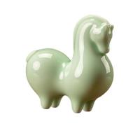 Sharplace Figurine de cheval mignonne, sculpture artisanale, objet de collection, décoration pour le Nouvel An chinois, idéale pour un bureau, une bibliothèque, Duvet Vert Clair