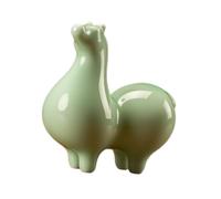 Sharplace Figurine de cheval mignonne, sculpture artisanale, objet de collection, décoration pour le Nouvel An chinois, idéale pour un bureau, une bibliothèque, Tête Verte Claire Vers Le Haut