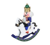 Sharplace Figurine d'Intérieur Soldat de Bois Ornement Sculpture Marionnette Artisanale sur Cheval à Bascule Adapté pour la Décoration d'un, Bleu