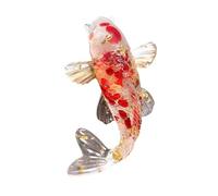 Sharplace Figurine Miniature de Carpe, Statue de Poisson, Sculpture Feng Shui Mignonne, Ornement Porte- pour la décoration d'étagère, Rouge