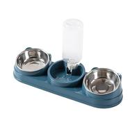 Sharplace Gamelles triples pour Chat avec Distributeur d'eau, inclinées à 15°, surélevées, pour Petits Chiens et Lapins, Bleu Foncé